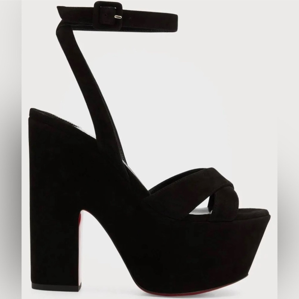 Christian Louboutin SUPERYAZ 160 Suede Platform Heels Sandals Shoes - Picture 3 of 12